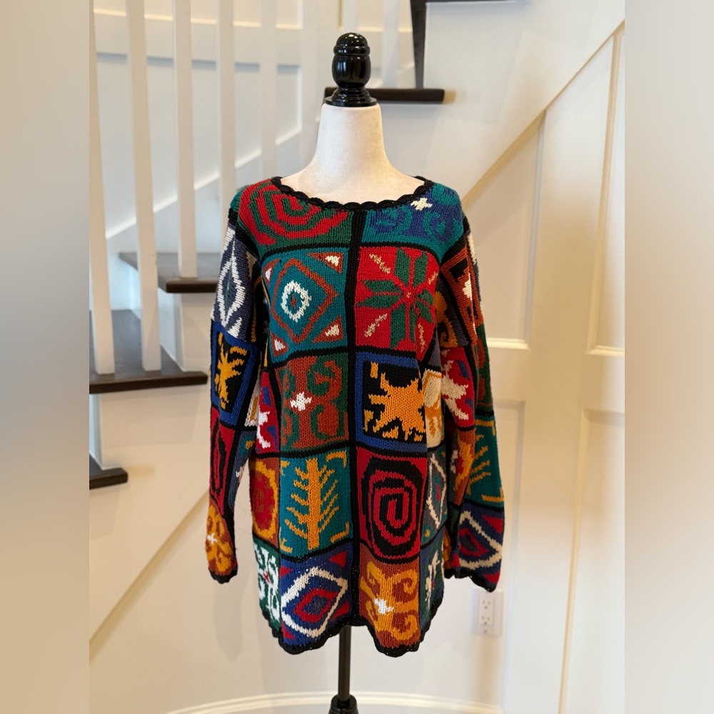 Vintage 90's Chunky Knit Patchwork Sweater